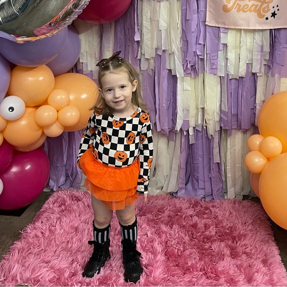 Dream big little co Halloween pumpkin checker tutu bodysuit - Picture 6 of 6